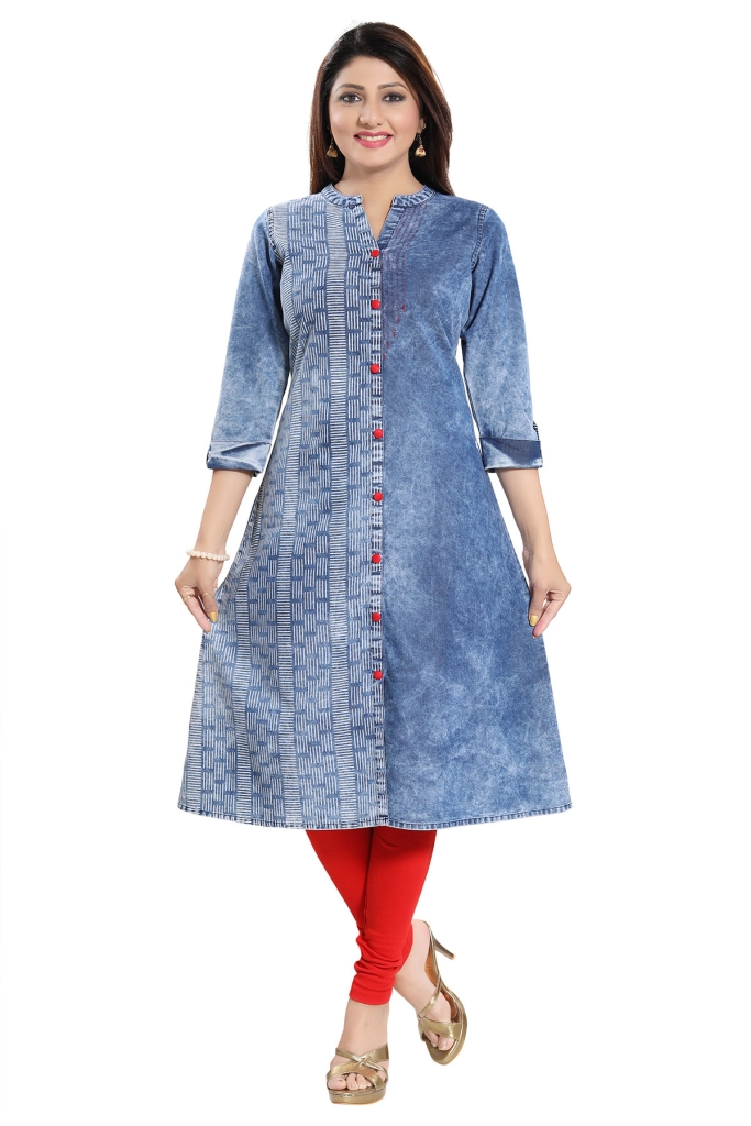 Women Navy Blue Cotton Full Sleeve Button Shirt-Collar Kurti, Size: S, M &  L at Rs 305 in Jaipur